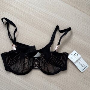 Chantelle Black and Pink Lace Bra